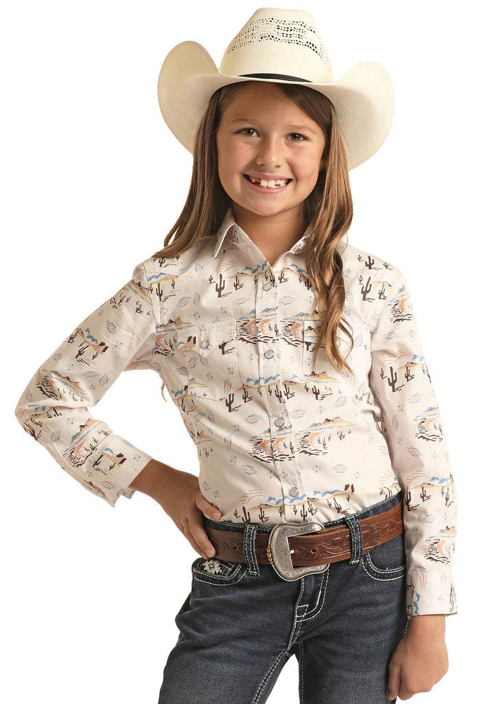 Girl's Panhandle Graphic Long Sleeve Snap Shirt | Let's Ride Boots and ...