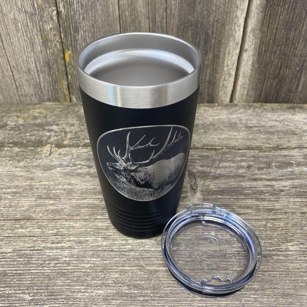 Laser Engraved YETI® or Polar Camel Tumbler - Deer with American Flag