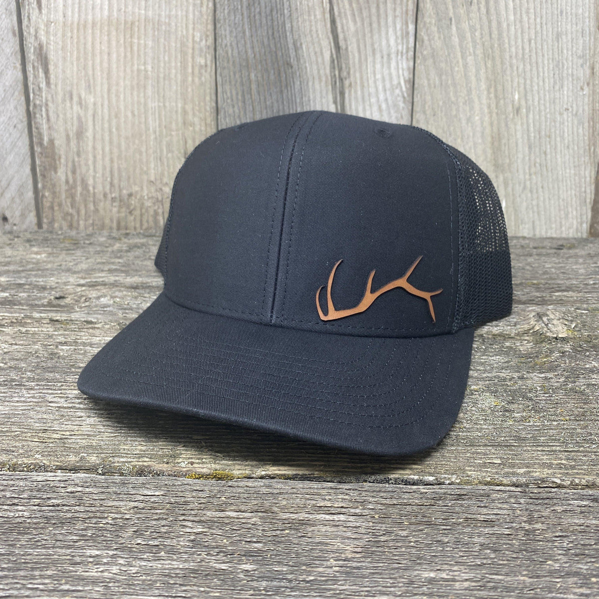 Heather Gray / Black Hat with Elk Leather Patch (Multiple Choices)