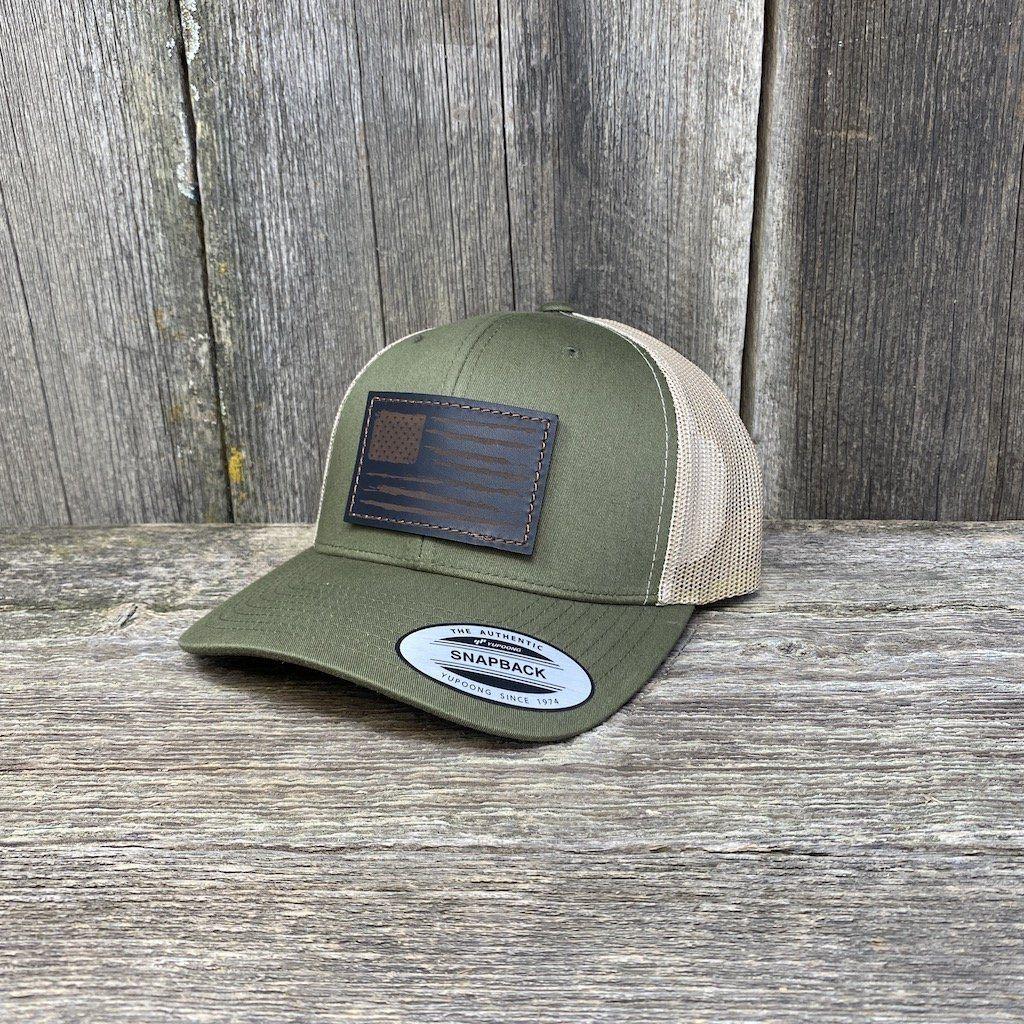 HAND SEWN NATURAL ELK SHED LEATHER PATCH HAT - RICHARDSON 112