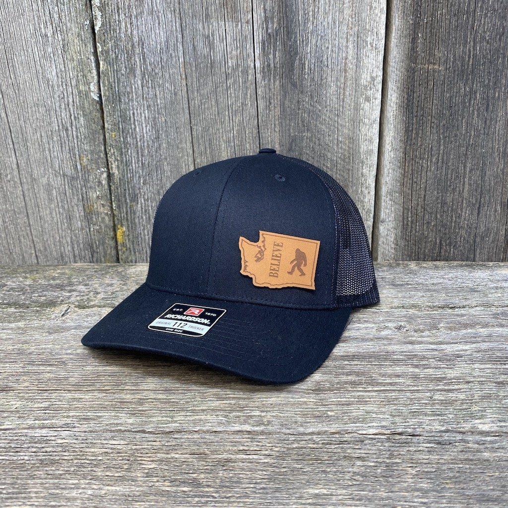Salmon Fishing Leather Patch Hat - Richardson 112 | Hells Canyon Designs Charcoal/White