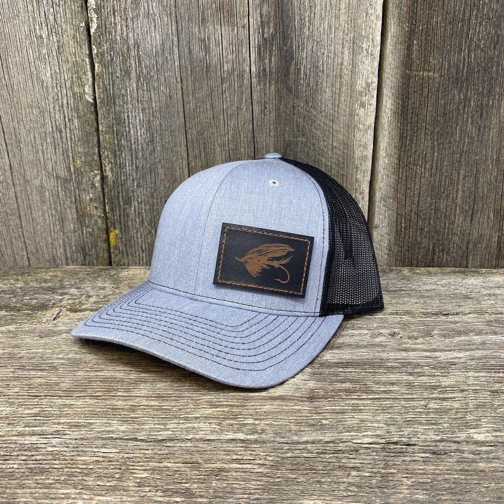 HAND SEWN NATURAL STEELHEAD FLY LEATHER PATCH HAT - RICHARDSON 112