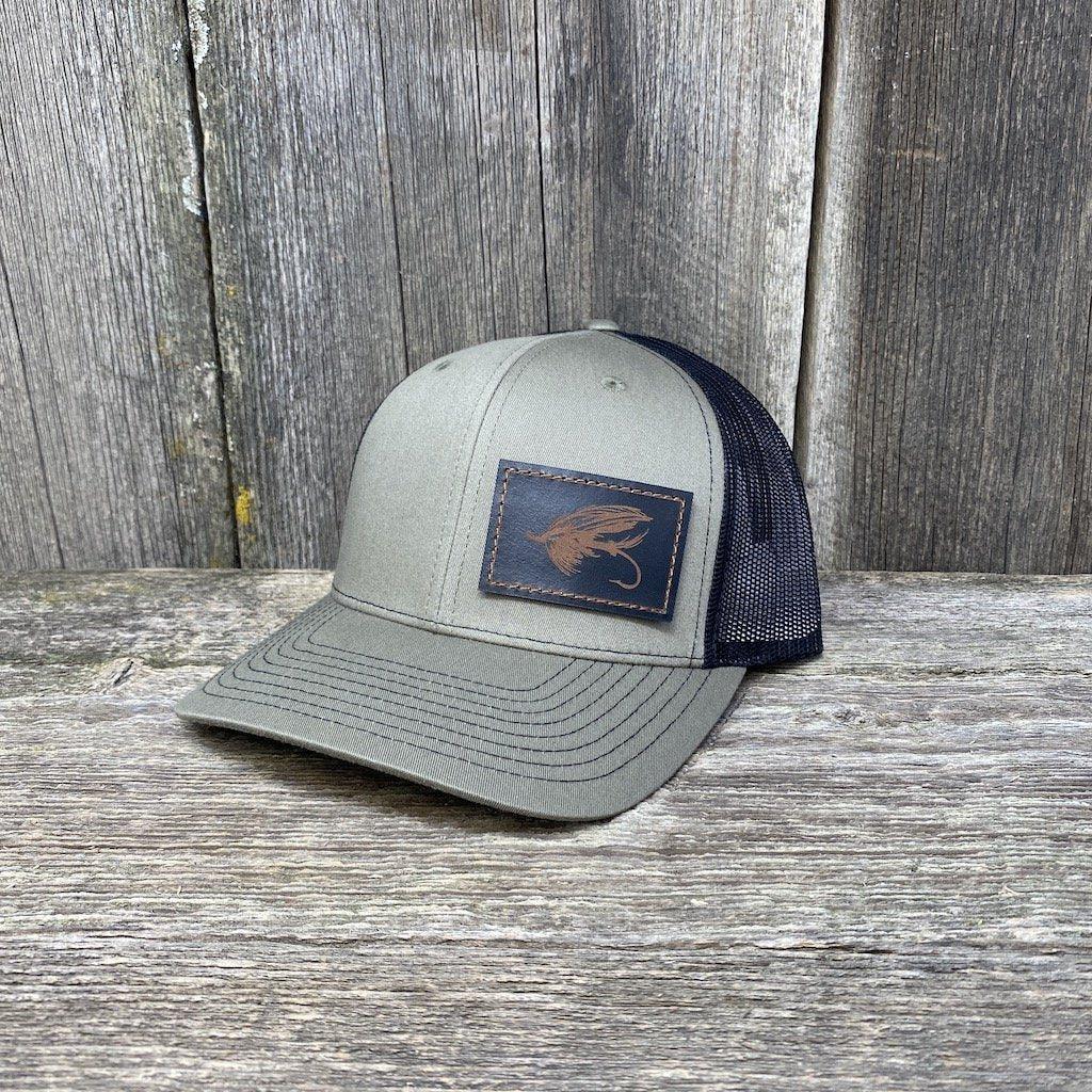 Steelhead Fly Natural Leather Patch Hat - Richardson 112 | Hells Canyon Designs Loden/Black
