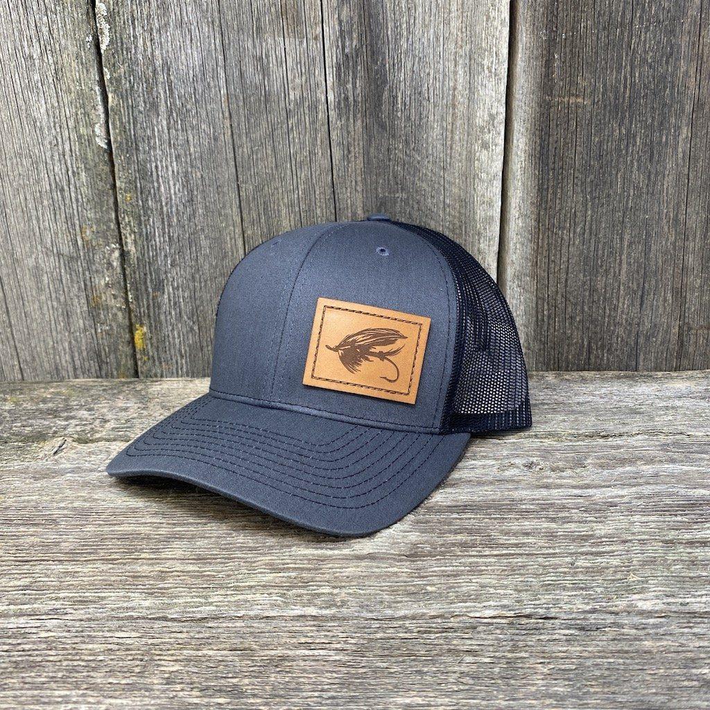 Fishing Burned Leather Patch Gray and Black or Green and Black