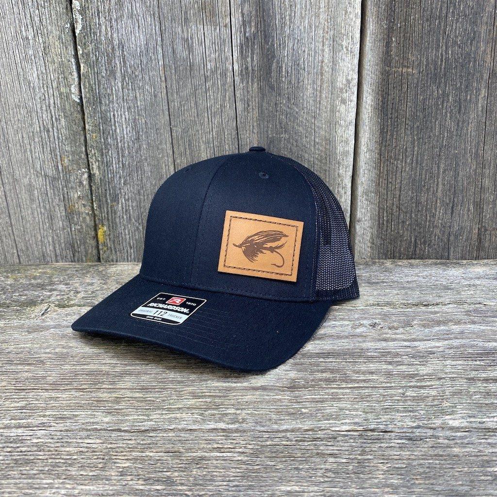 HAND SEWN NATURAL STEELHEAD FLY LEATHER PATCH HAT - RICHARDSON 112