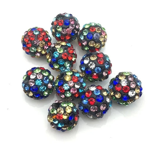 Rhinestone Pave Ball Beads, Rhinestone Clay Disco beads 10mm 50 Beads –  Triveni Crafts