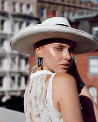 WHITE LARGE FEDORA PANAMA HAT