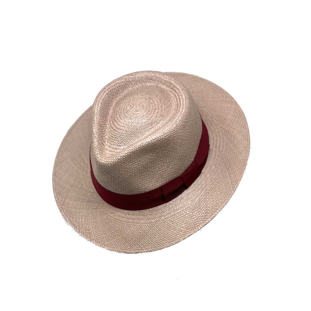 Tradicional Grey Band Bordeaux Genuine Panama Hat