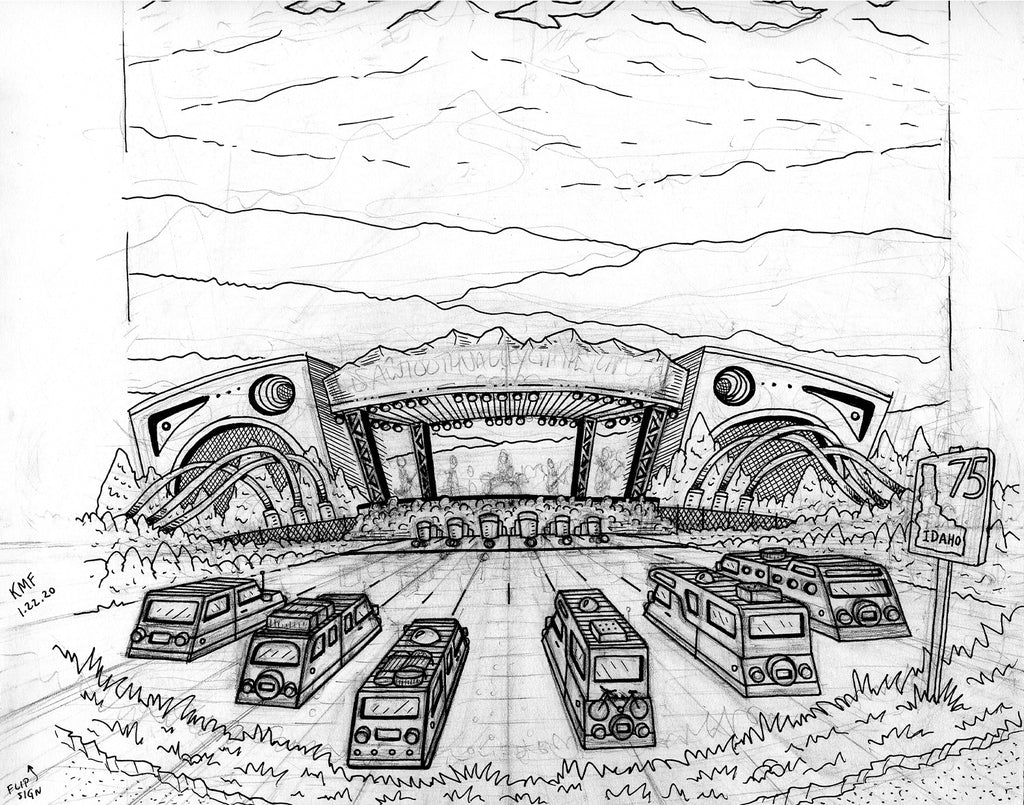 Sawtooth Valley Gathering Music Festival Poster - Pencil Sketch
