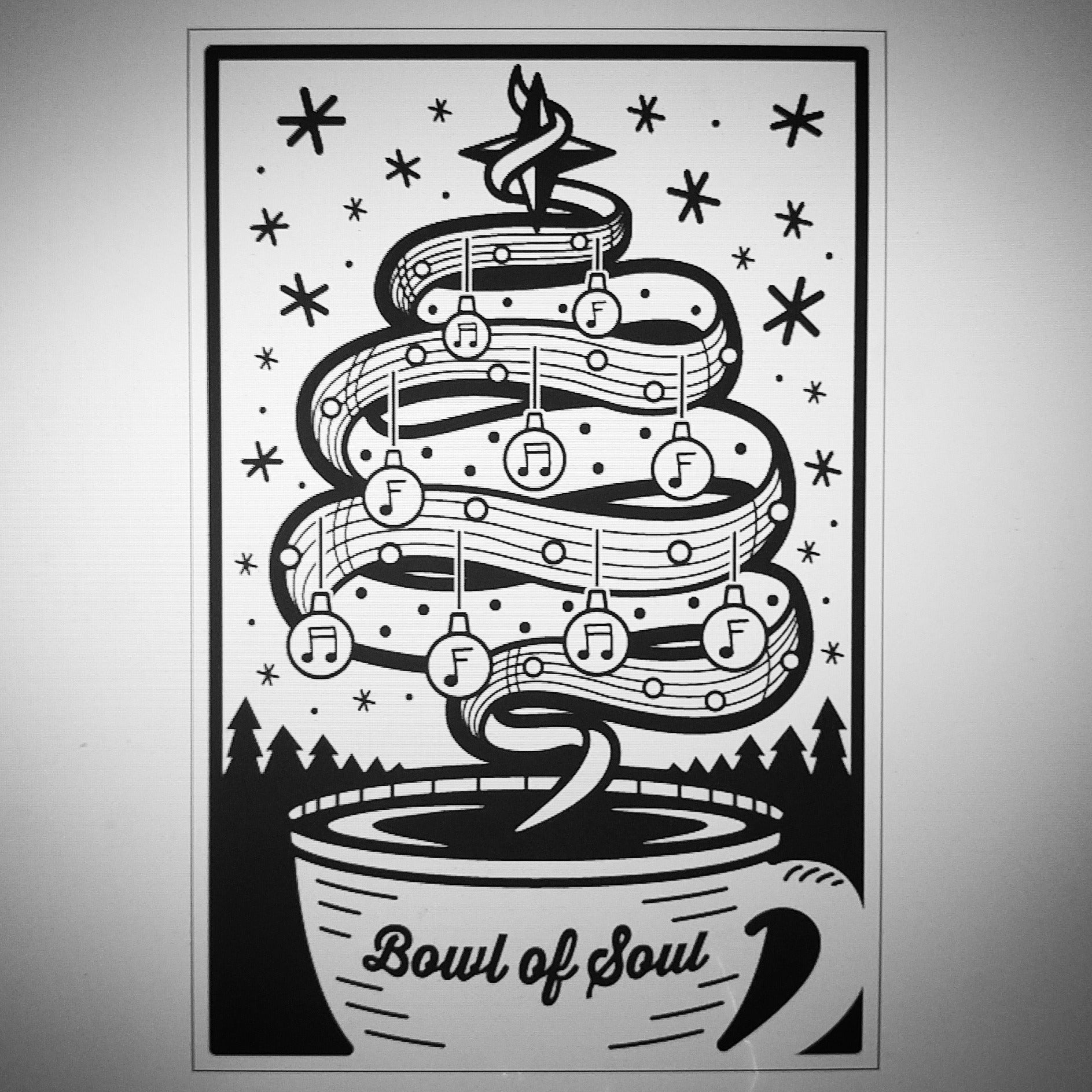 "Bowl of Soul" Greeting Card, Black and White Drawing