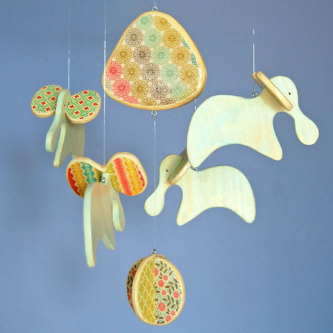 wooden elephant baby mobile