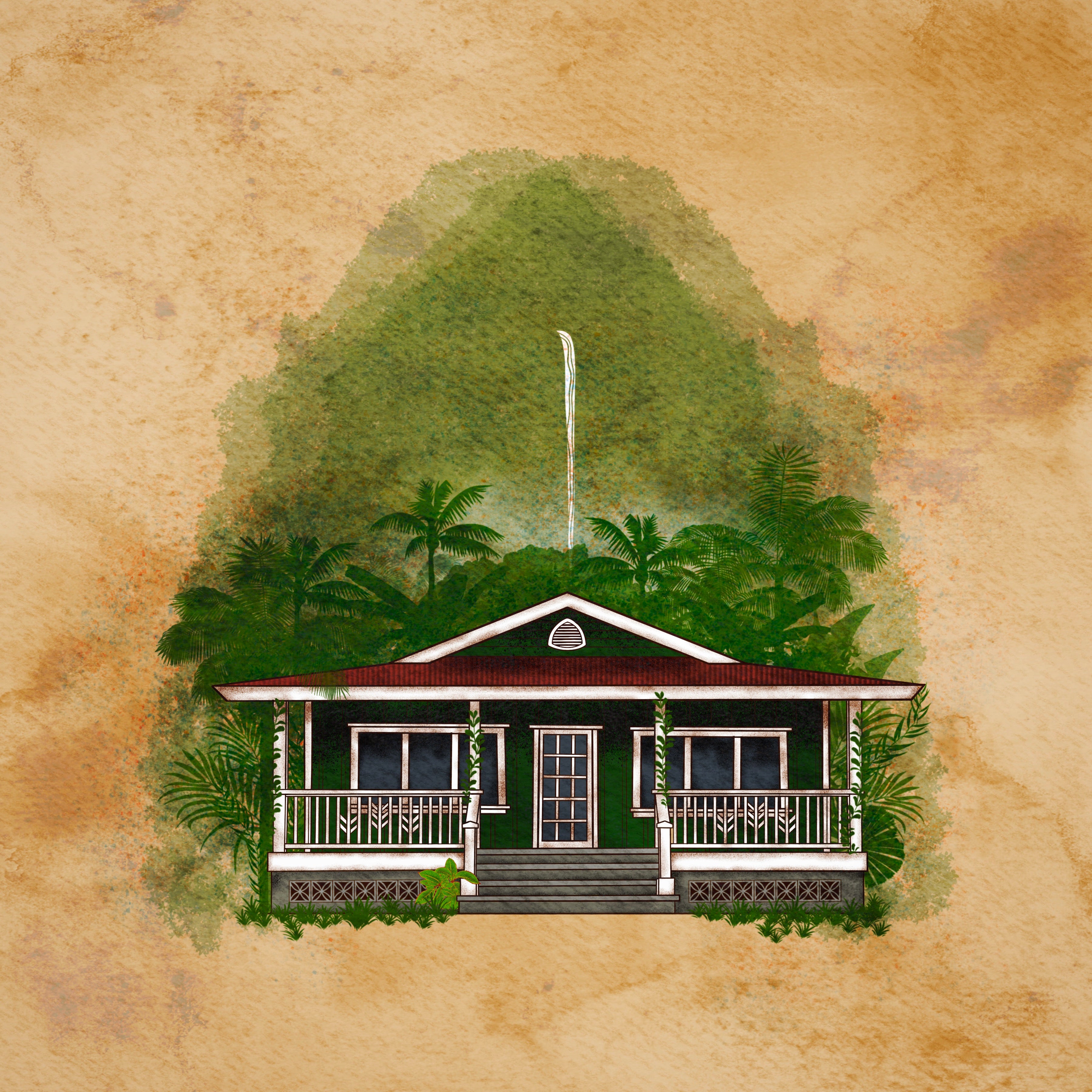 hawaiian plantation house illustration