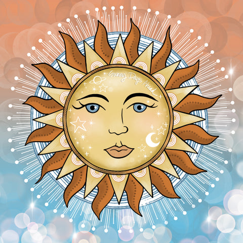 boho inspired sun illustration