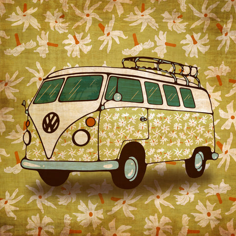 Jasmin pattern Volkswagen bus illustration