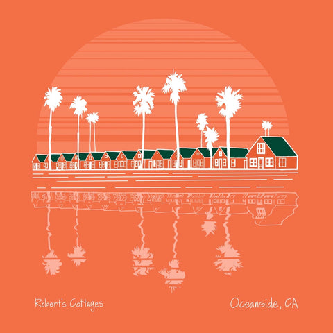 robert's cottages oceanside california illustration