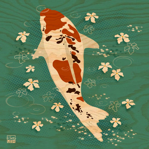 koi fish swimming illustration