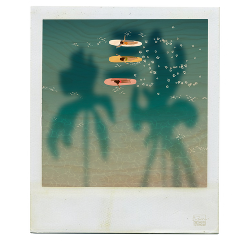 shadow of palm trees on tropical water illustration