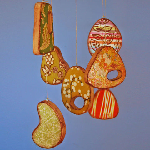 modern shapes wooden baby mobile with fabric