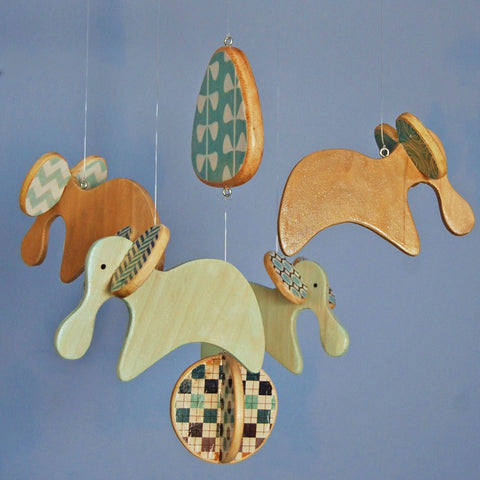 wooden baby elephant mobile