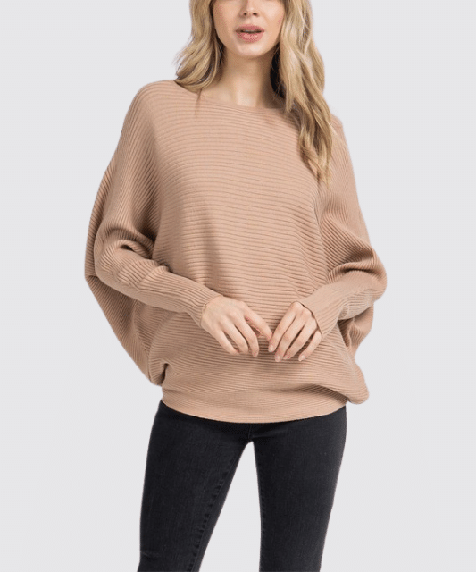 Minimalist Ribbed Dolman Sleeve Sweater