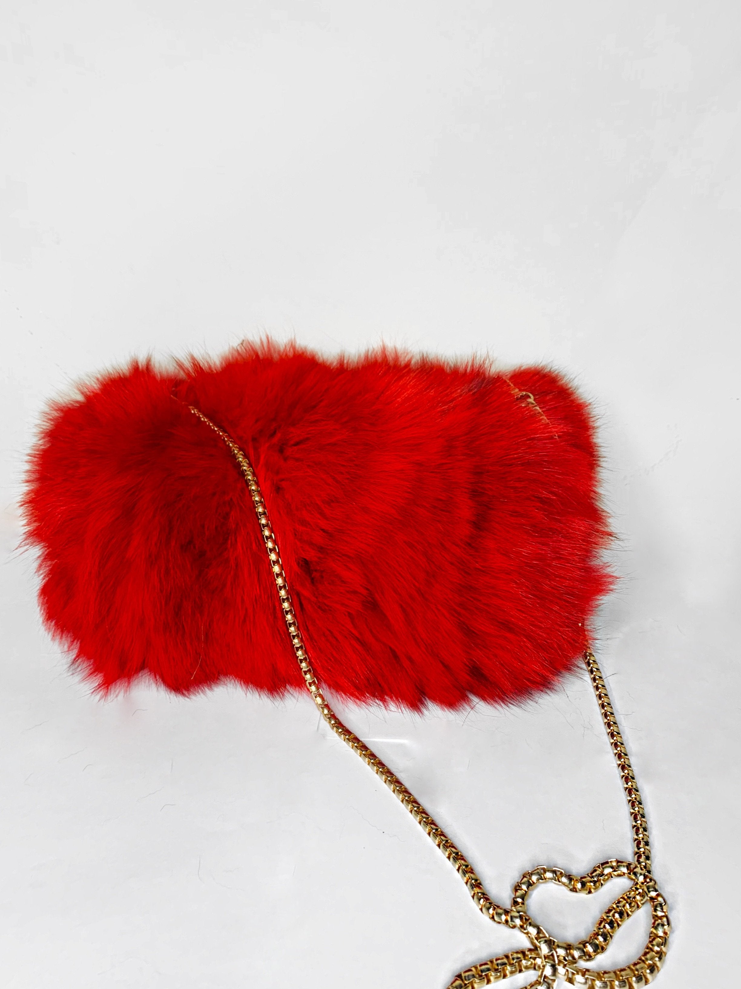 red fur purse