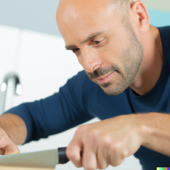 Man Sharpening Knife