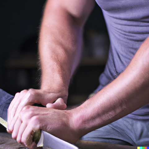 Man Working with Knife