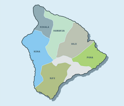 District map of the Hawaii big island