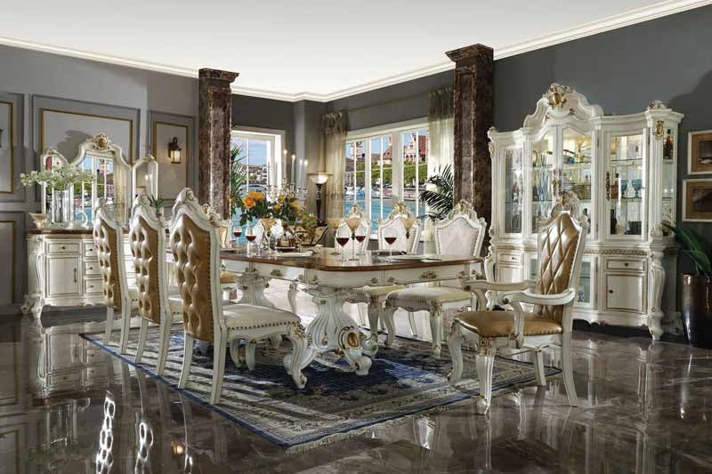 Picardy Rectangular Dining Room Set by Acme Furniture - Antique Pearl Finish