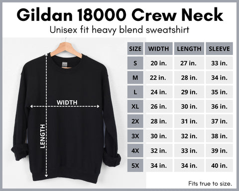 Gildan Sweatshirt Size Chart