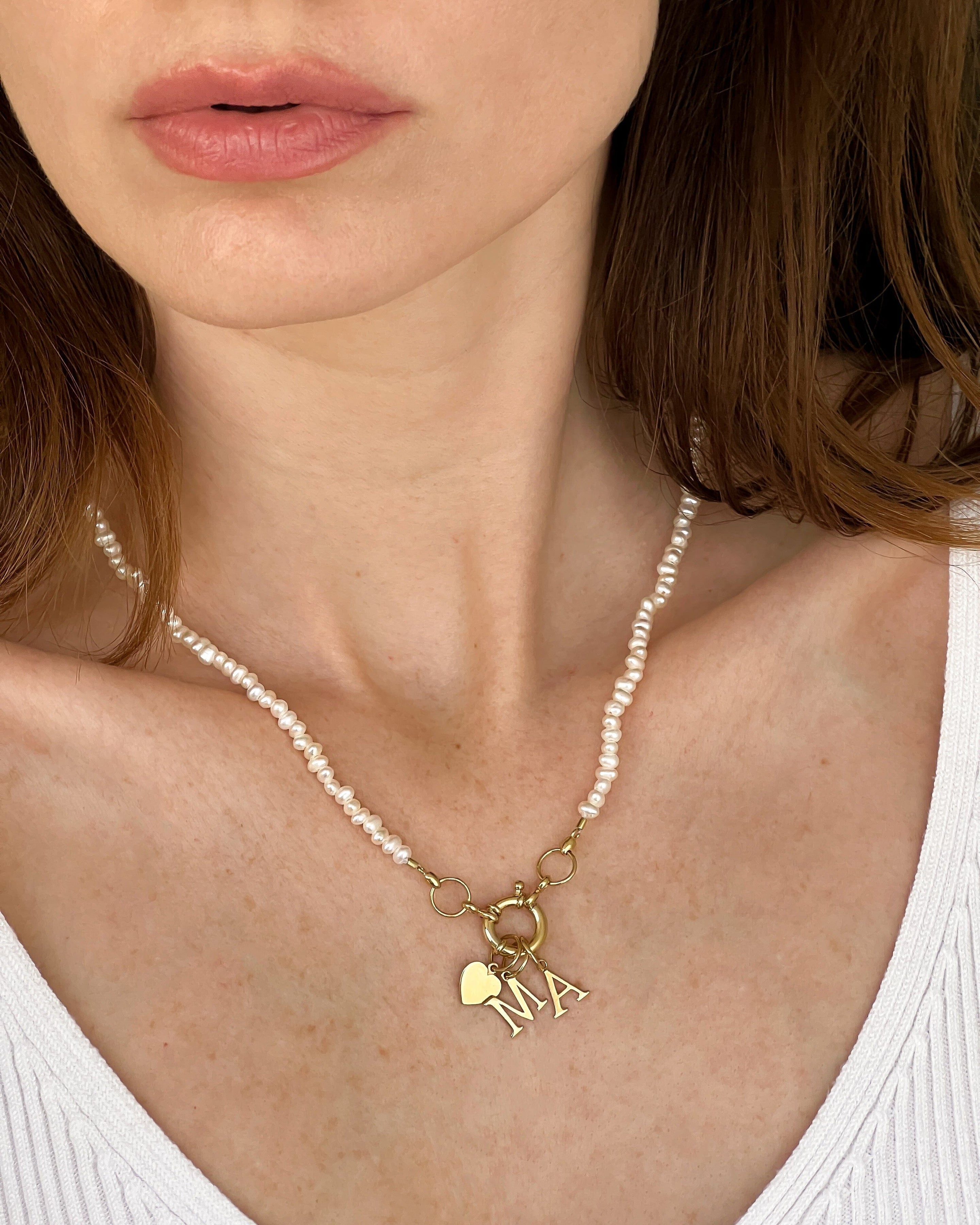 Pearl Charm Lock Necklace - 18K Gold Vermeil Necklaces magal-dev 