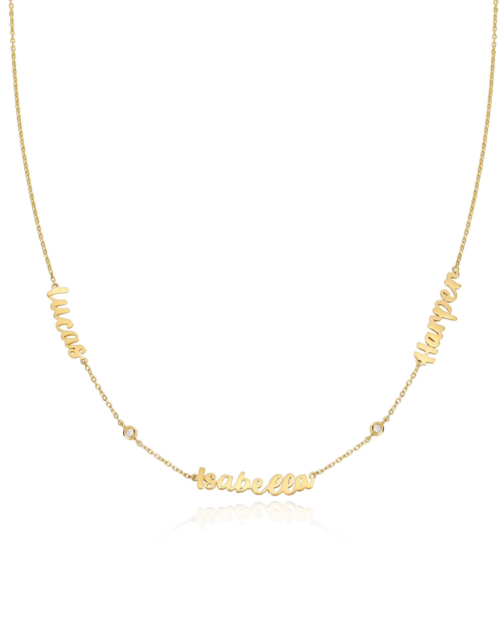 Name Necklace with Diamonds - 18K Gold Vermeil Necklaces magal-dev 1 Name + 1 Diamond 16" 