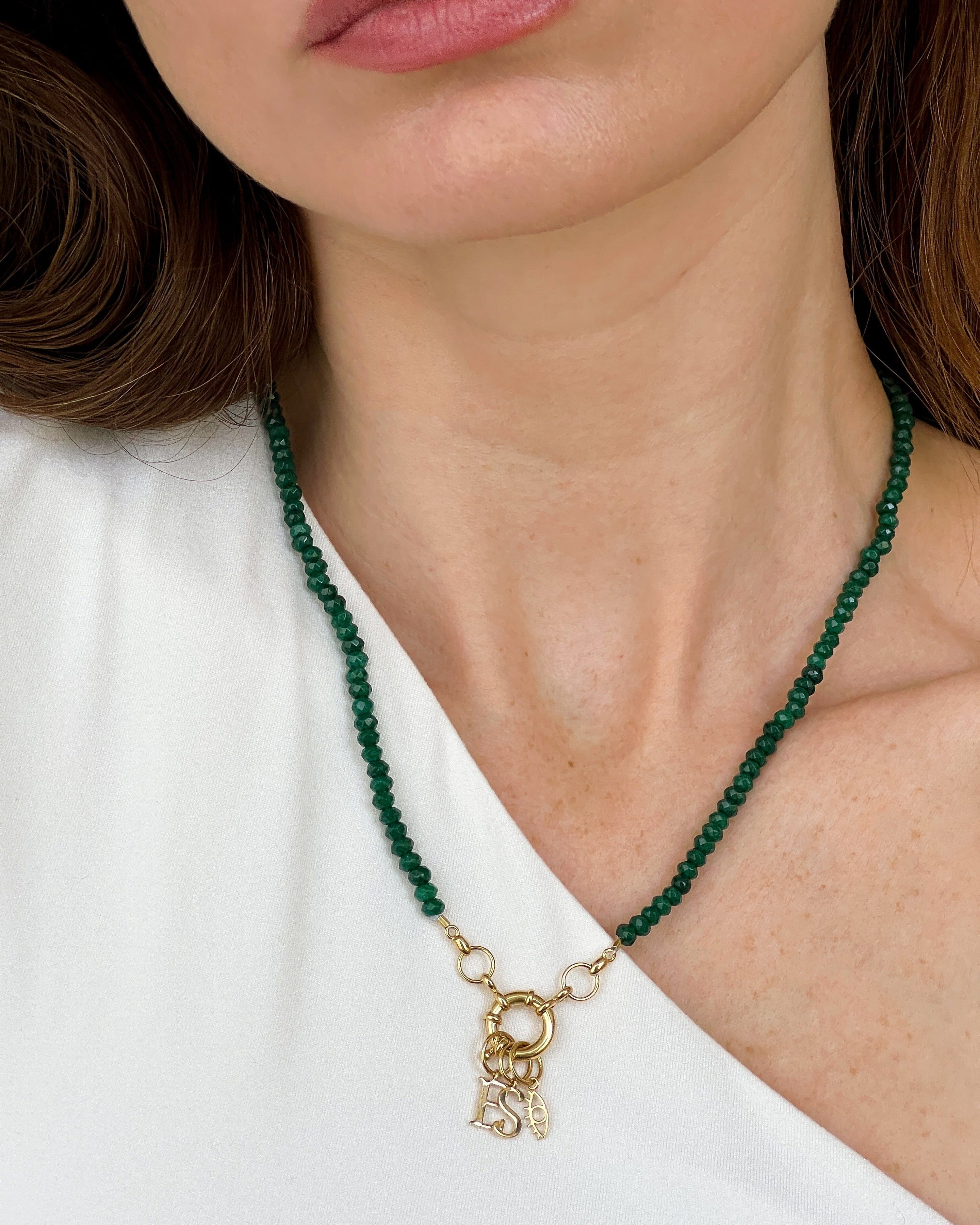 Green Jade Charm Lock Necklace - 18K Gold Vermeil Necklaces magal-dev 