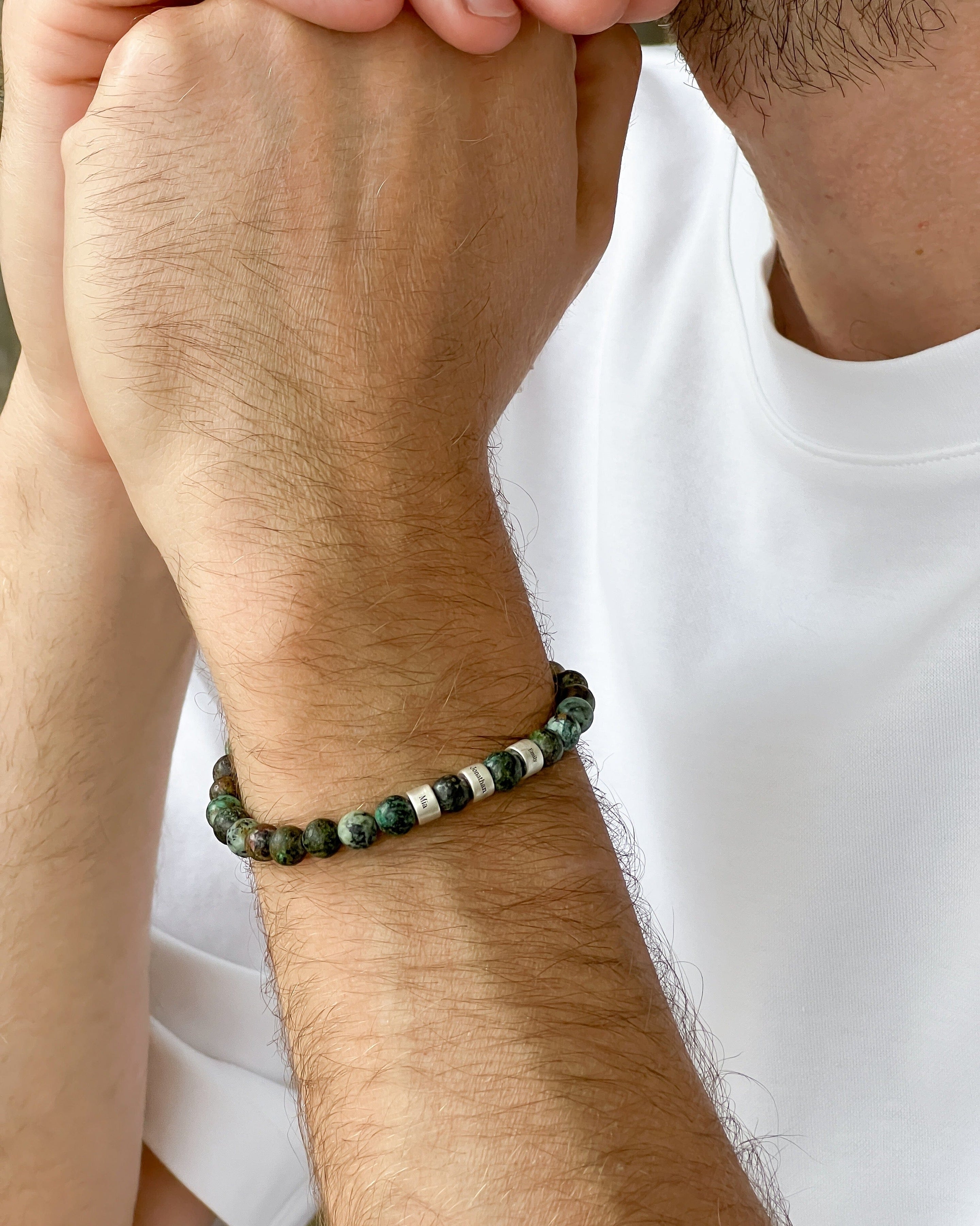 Dad's Legacy Beads Bracelet w/ Turquoise Stones - 925 Sterling Silver Bracelets magal-dev 