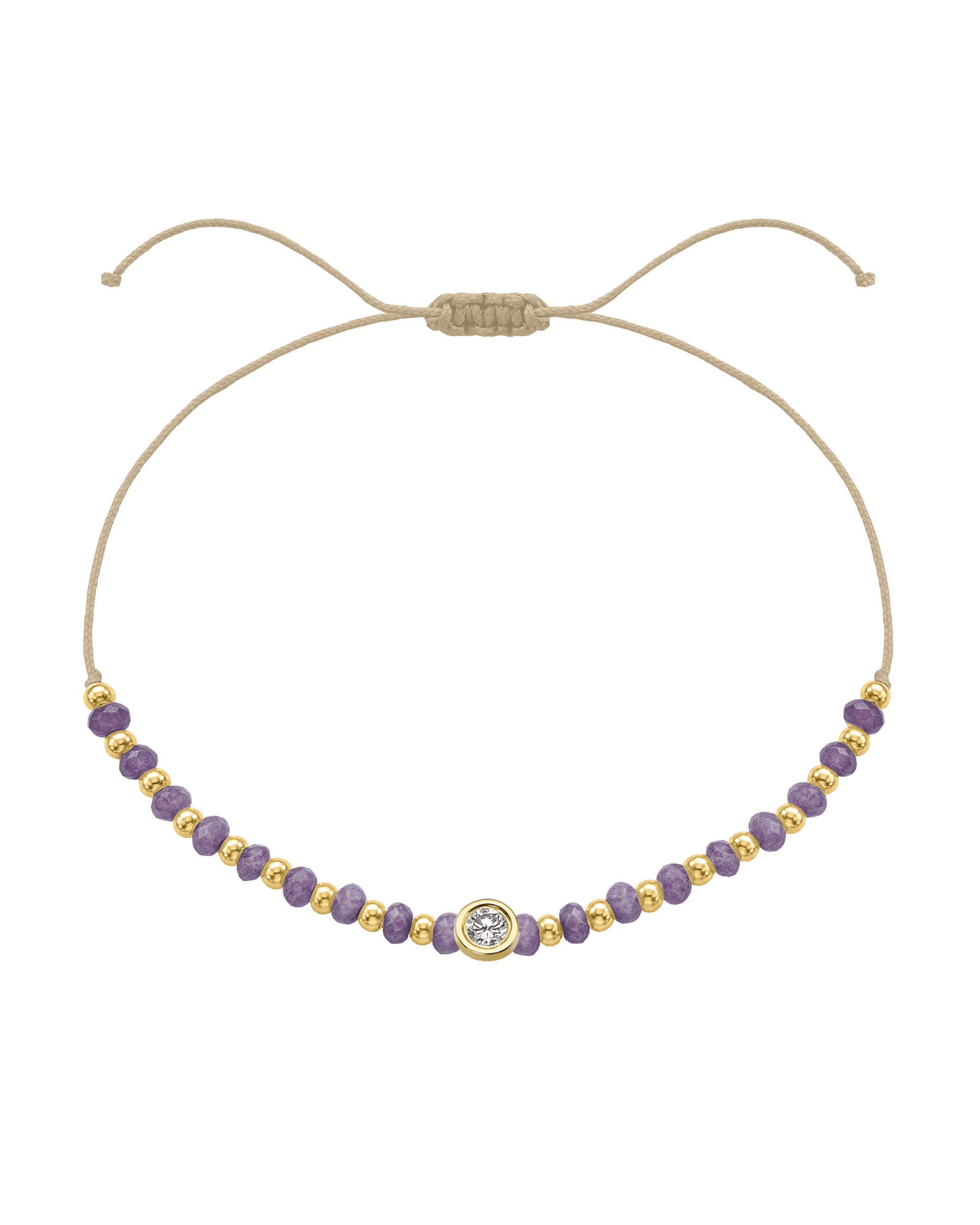 Amethyst Gemstone String of Love Bracelet for Tranquility - 14K Yellow Gold Bracelets magal-dev Beige Large: 0.1ct 