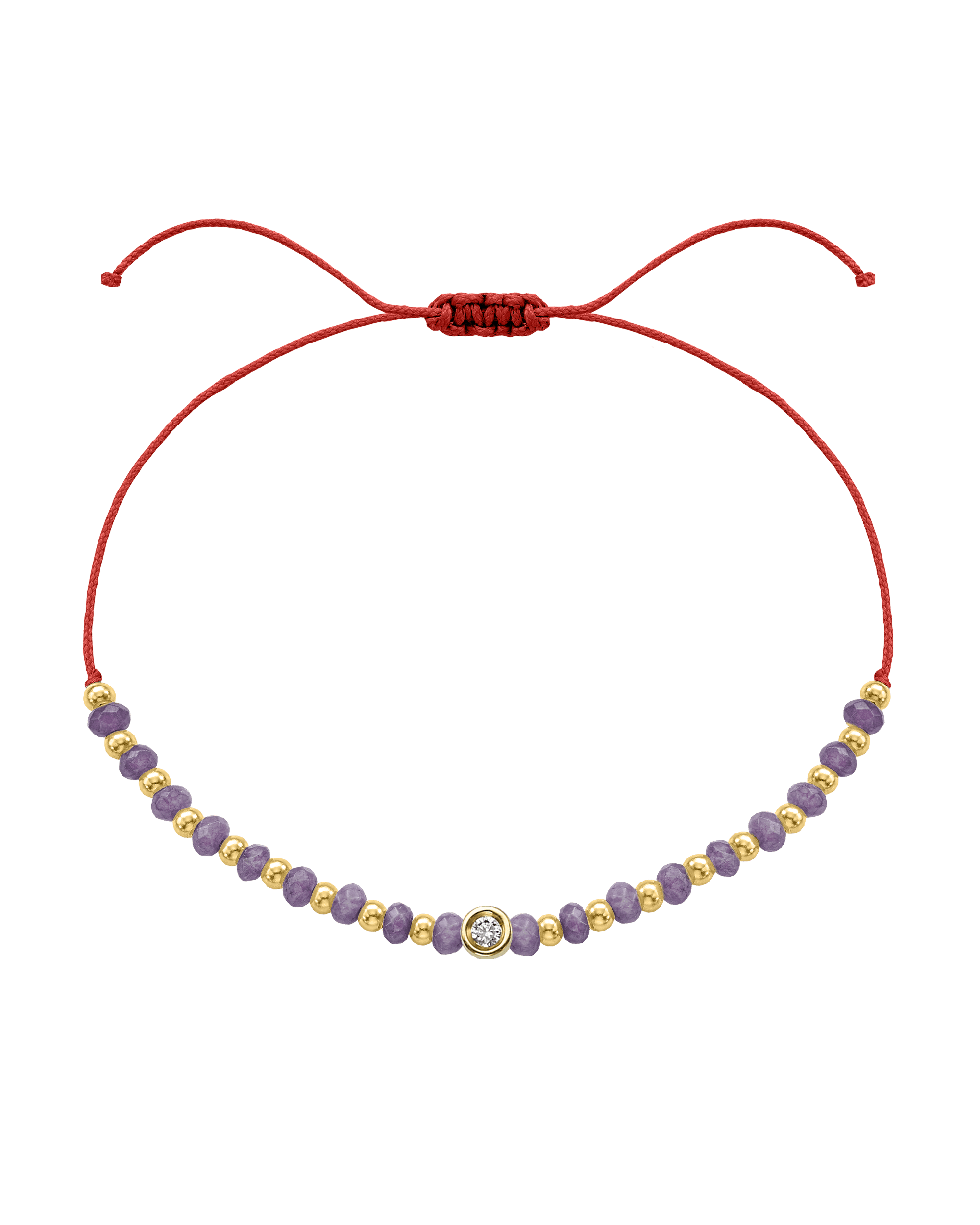 Amethyst Gemstone String of Love Bracelet for Tranquility - 14K Yellow Gold Bracelets magal-dev Red Small: 0.03ct 