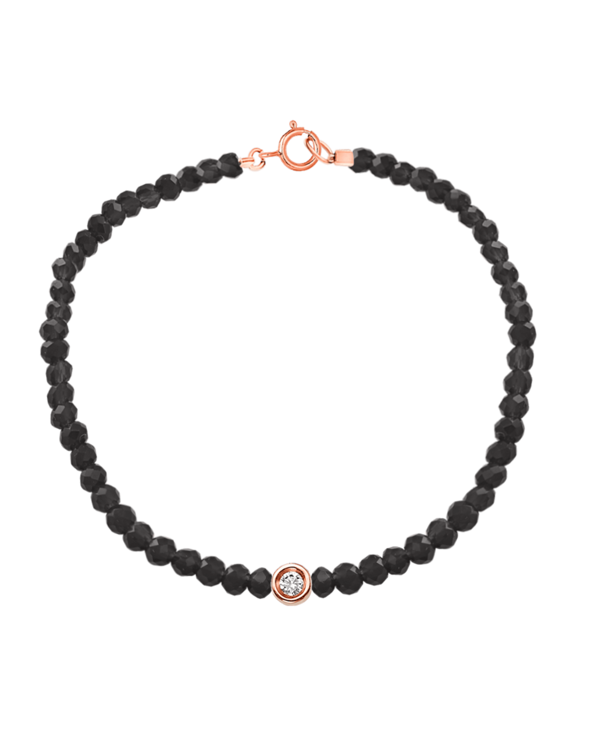 Gemstone & Diamond Bracelet - 14K Rose Gold Bracelets magal-dev Glass Beads Black Spinnel Small: 0.03ct 6" - S wrist