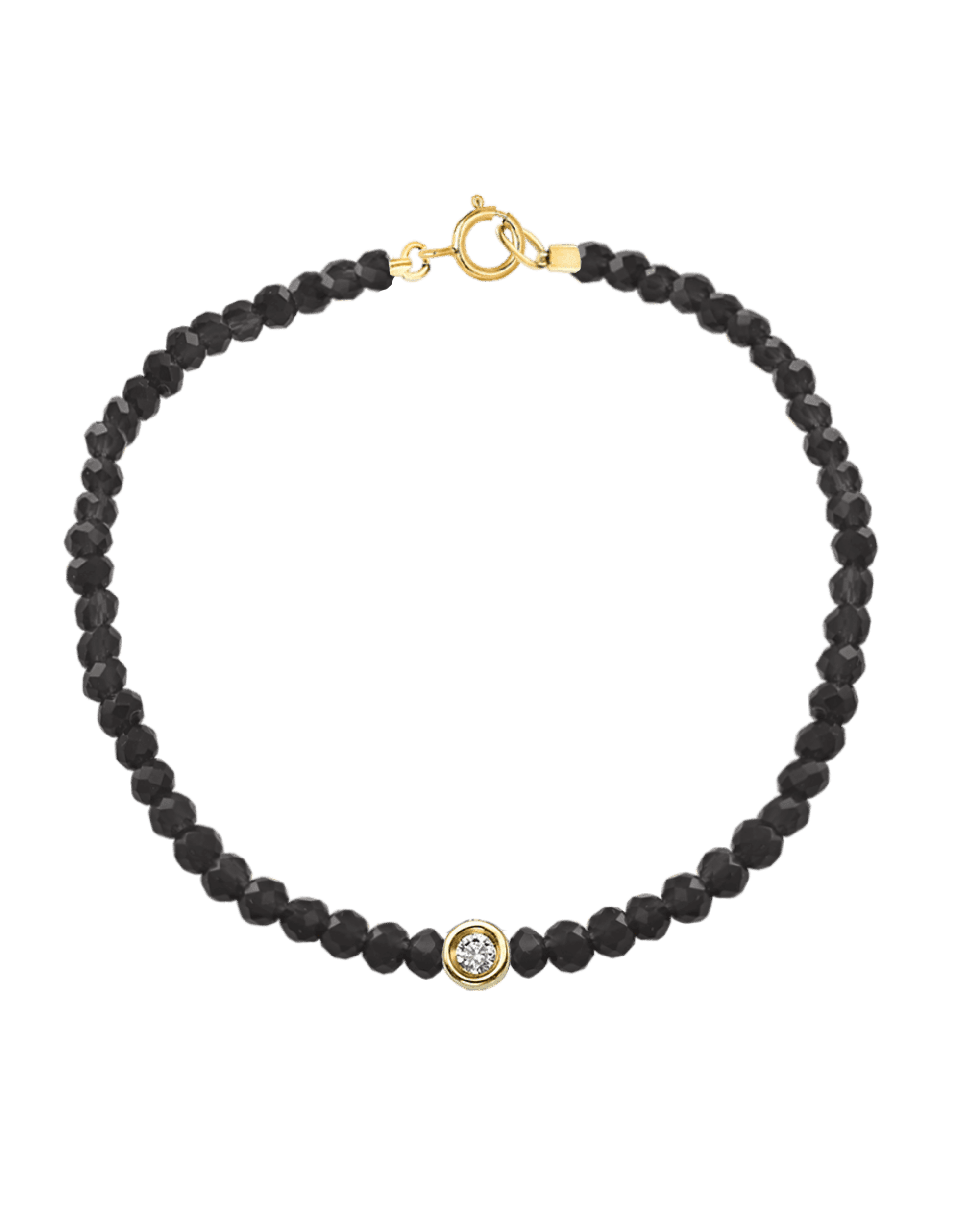 Bracelet Pierres Précieuses & Diamants - Or Jaune 14 carats Bracelets magal-dev Perles de verre Spinnel noir Small: 0.03 carats 15cm (Poignet: Small)