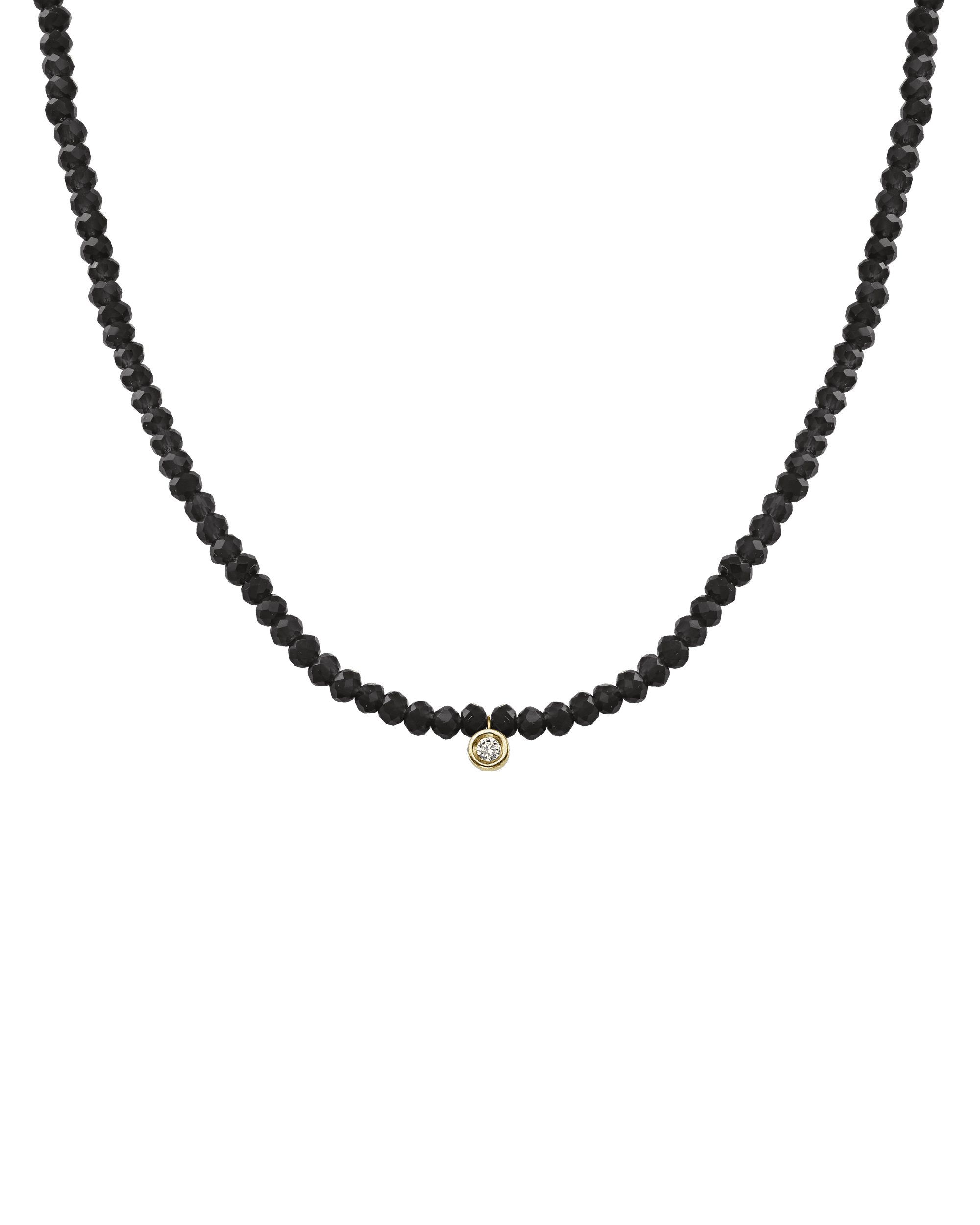 Collier Pierres Précieuses & Diamant - Or Jaune 14 carats Necklaces magal-dev Perles de verre Spinnel noir Small: 0.03 carats 35cm