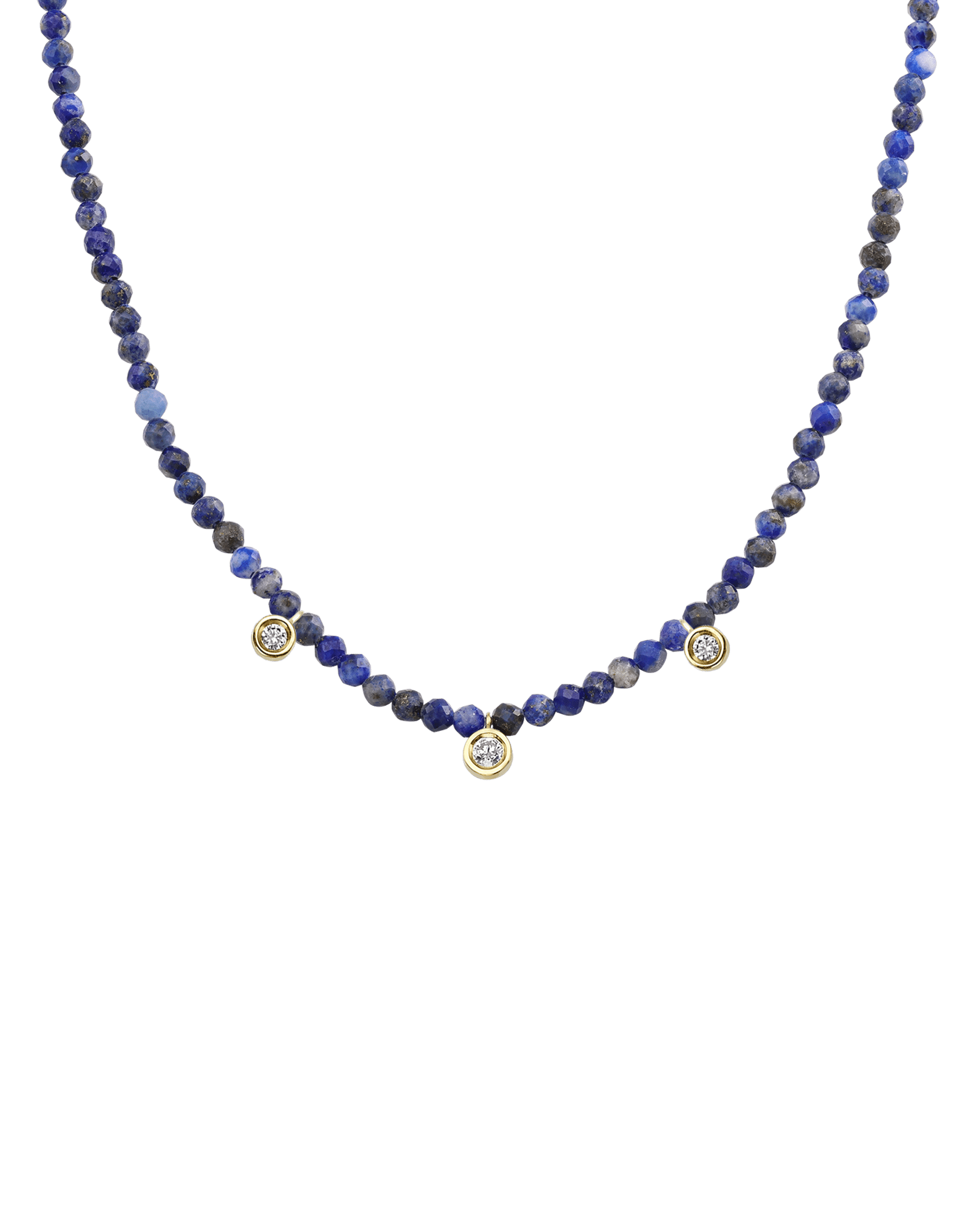 Apatite Gemstone & Three diamonds Necklace - 14K White Gold Necklaces magal-dev 