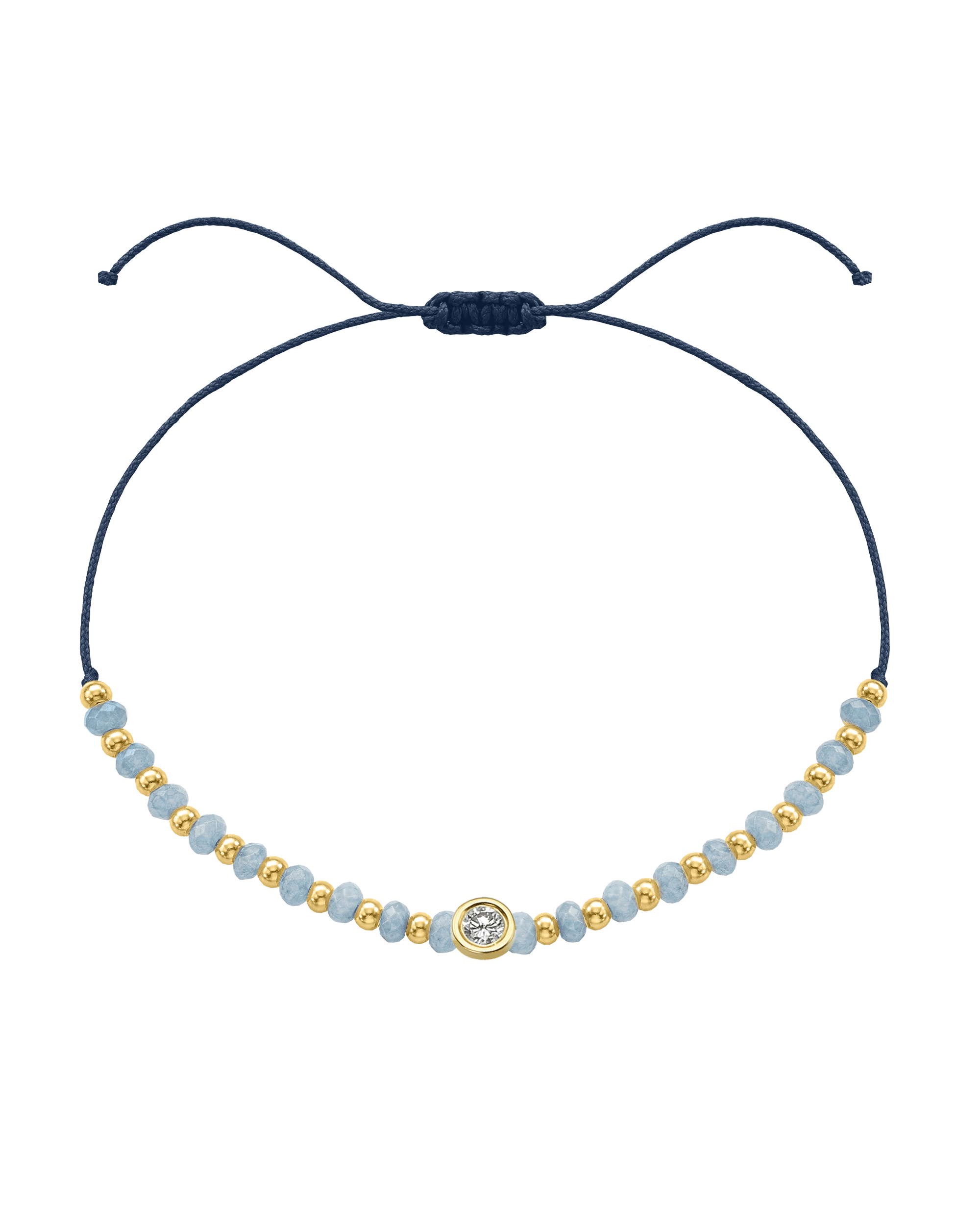 Celestite Gemstone String of Love Bracelet for Mindfulness - 14K Yellow Gold Bracelets 14K Solid Gold Navy Blue Large: 0.1ct 