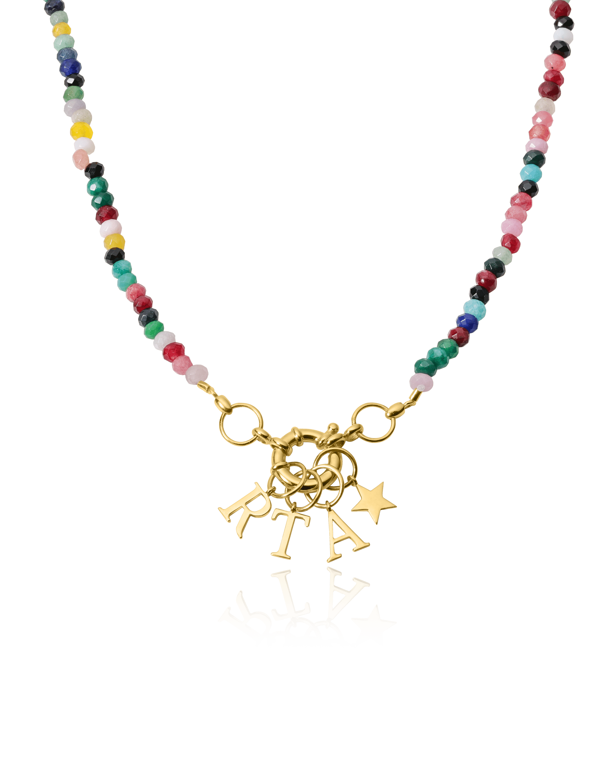 Charm Lock Necklace - 18K Gold Vermeil Necklaces magal-dev Colorful Jade Gemstones 1 Charm 16"
