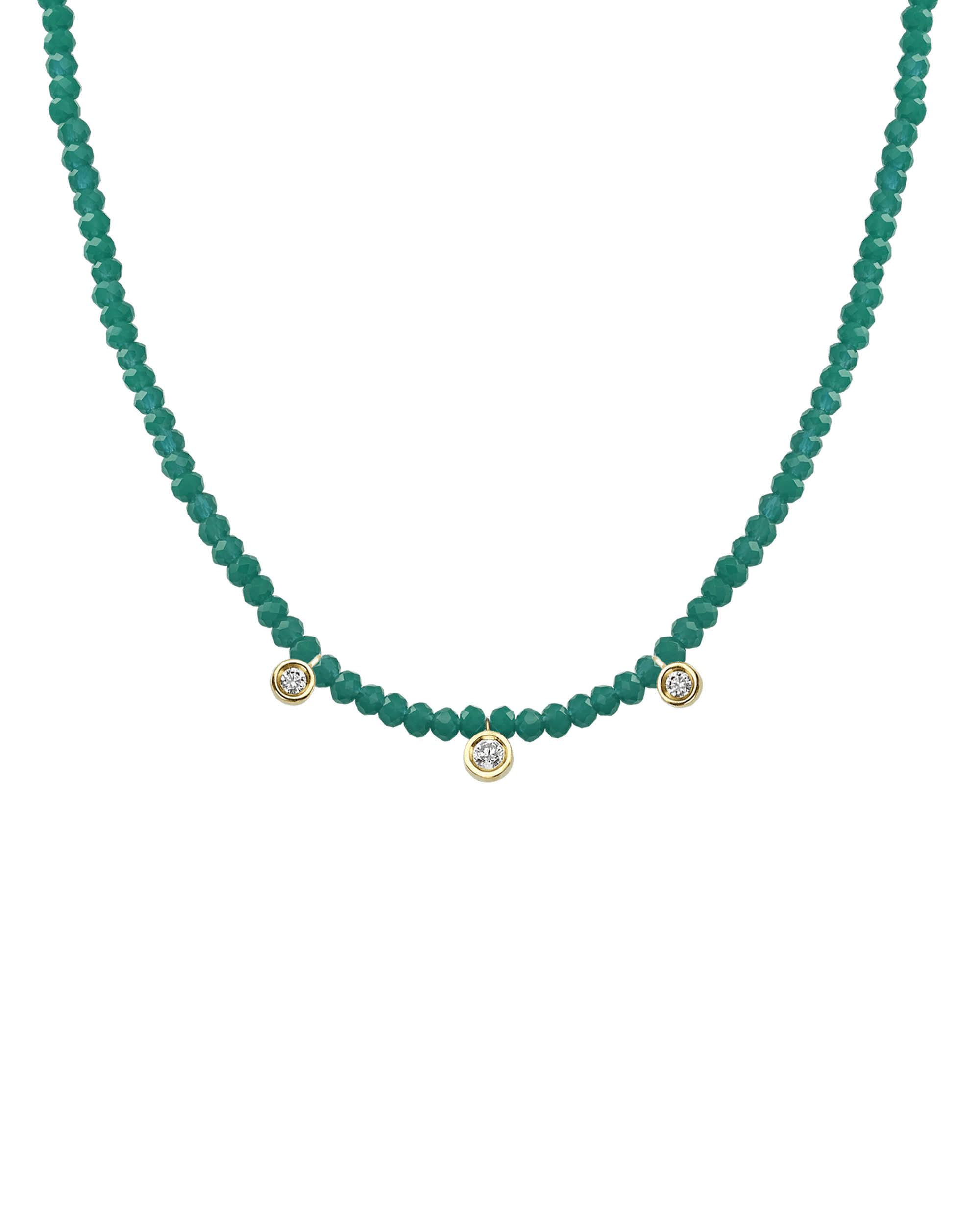 Apatite Gemstone & Three diamonds Necklace - 14K Rose Gold Necklaces magal-dev 