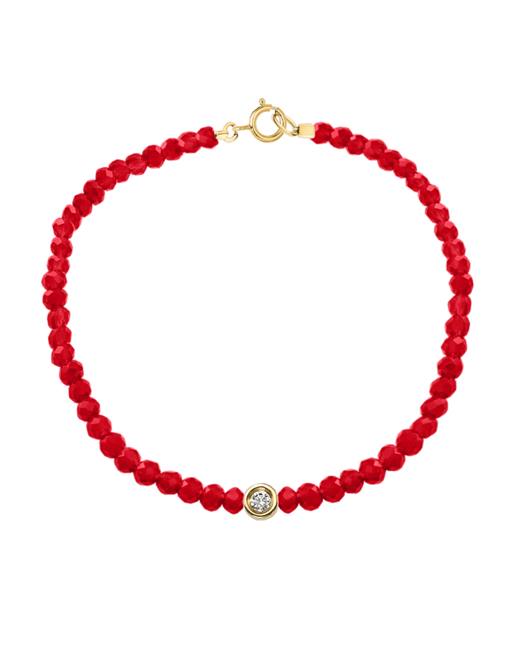 Gemstone & Diamond Bracelet - 14K Yellow Gold Bracelets magal-dev Natural Red Jade Small: 0.03ct 6" - S wrist