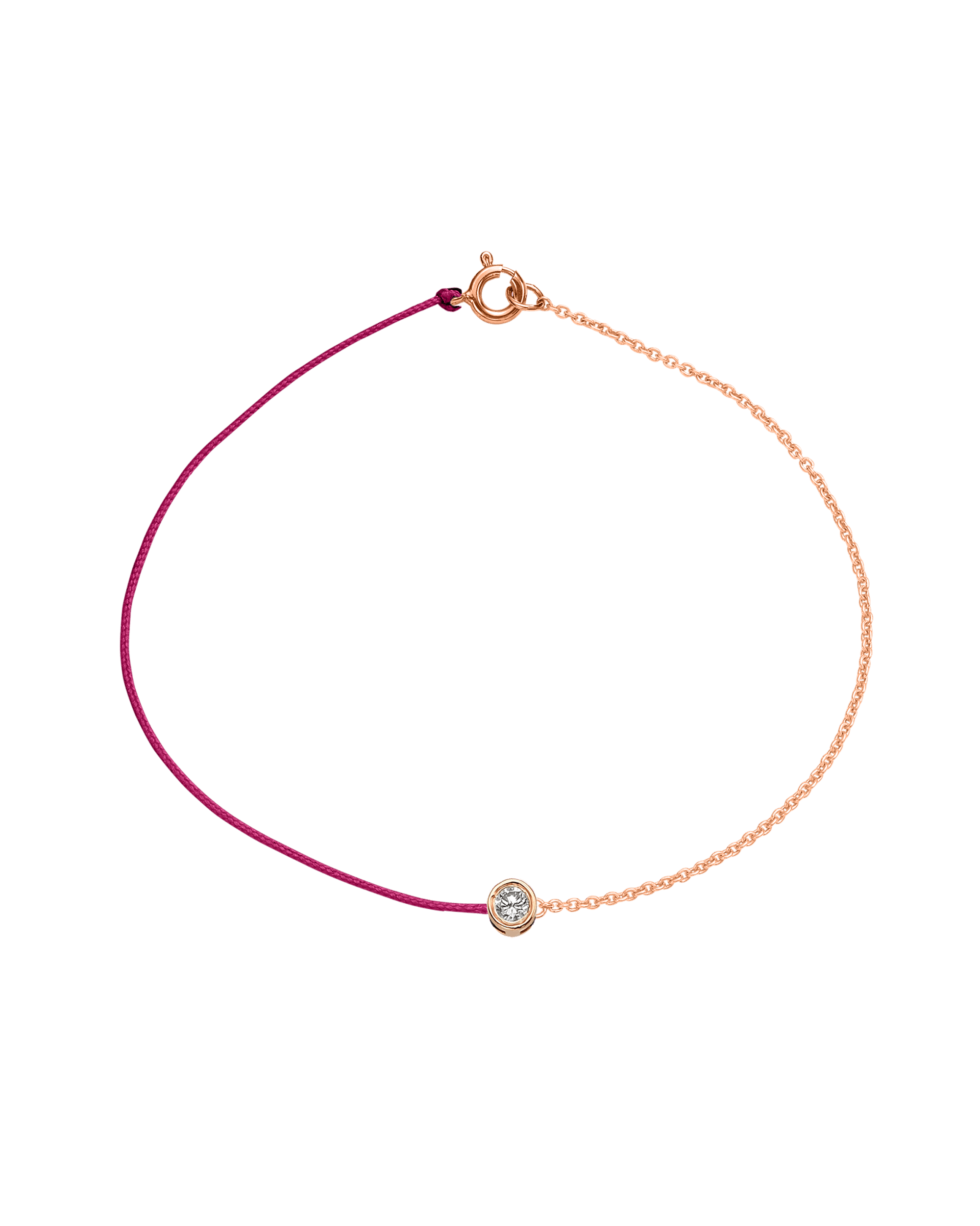 Pink : The Half Chain String of Love - 14K Rose Gold Bracelet 14K Solid Gold Fuchsia Large: 0.1ct Small 6 Inches