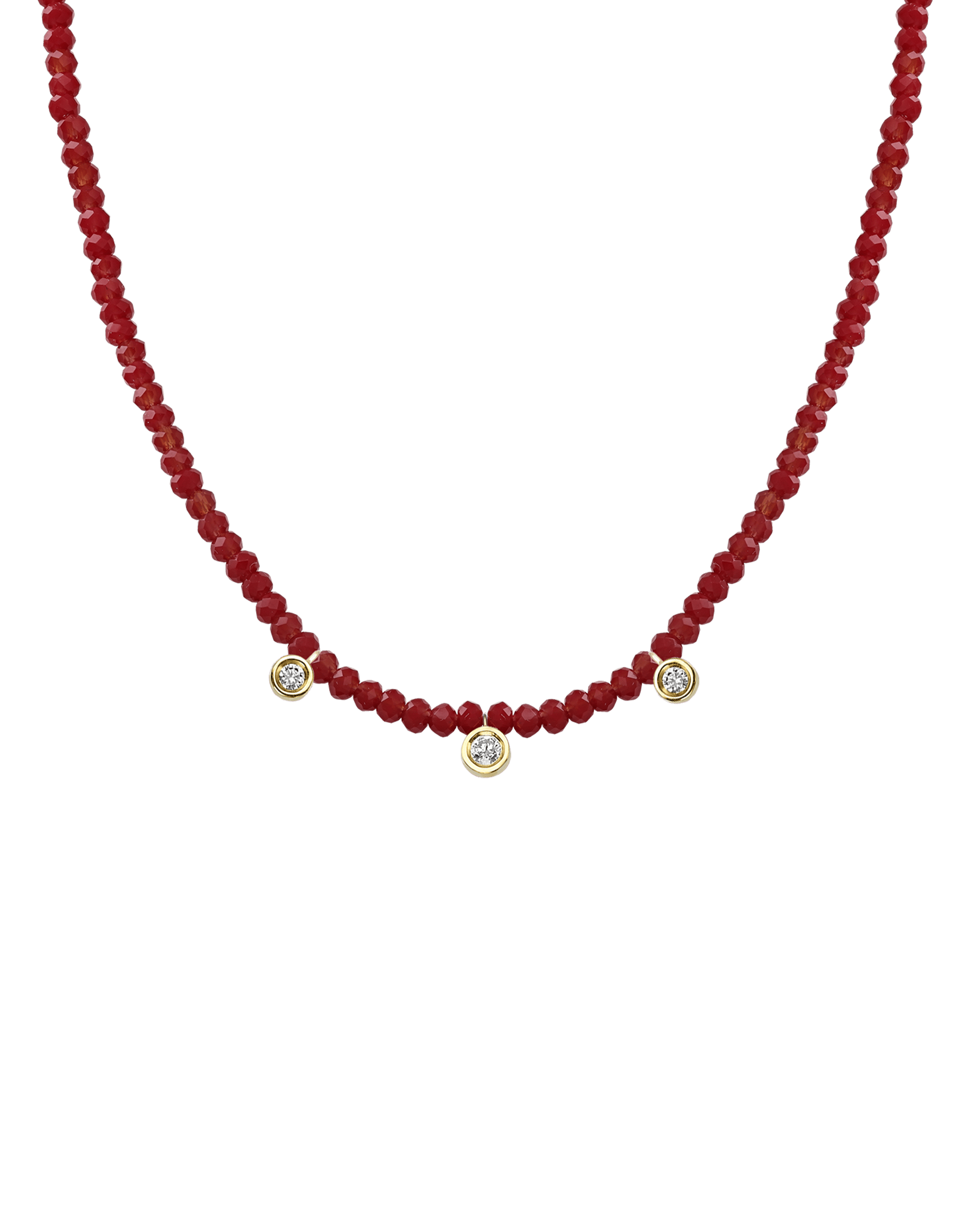 Apatite Gemstone & Three diamonds Necklace - 14K White Gold Necklaces magal-dev 