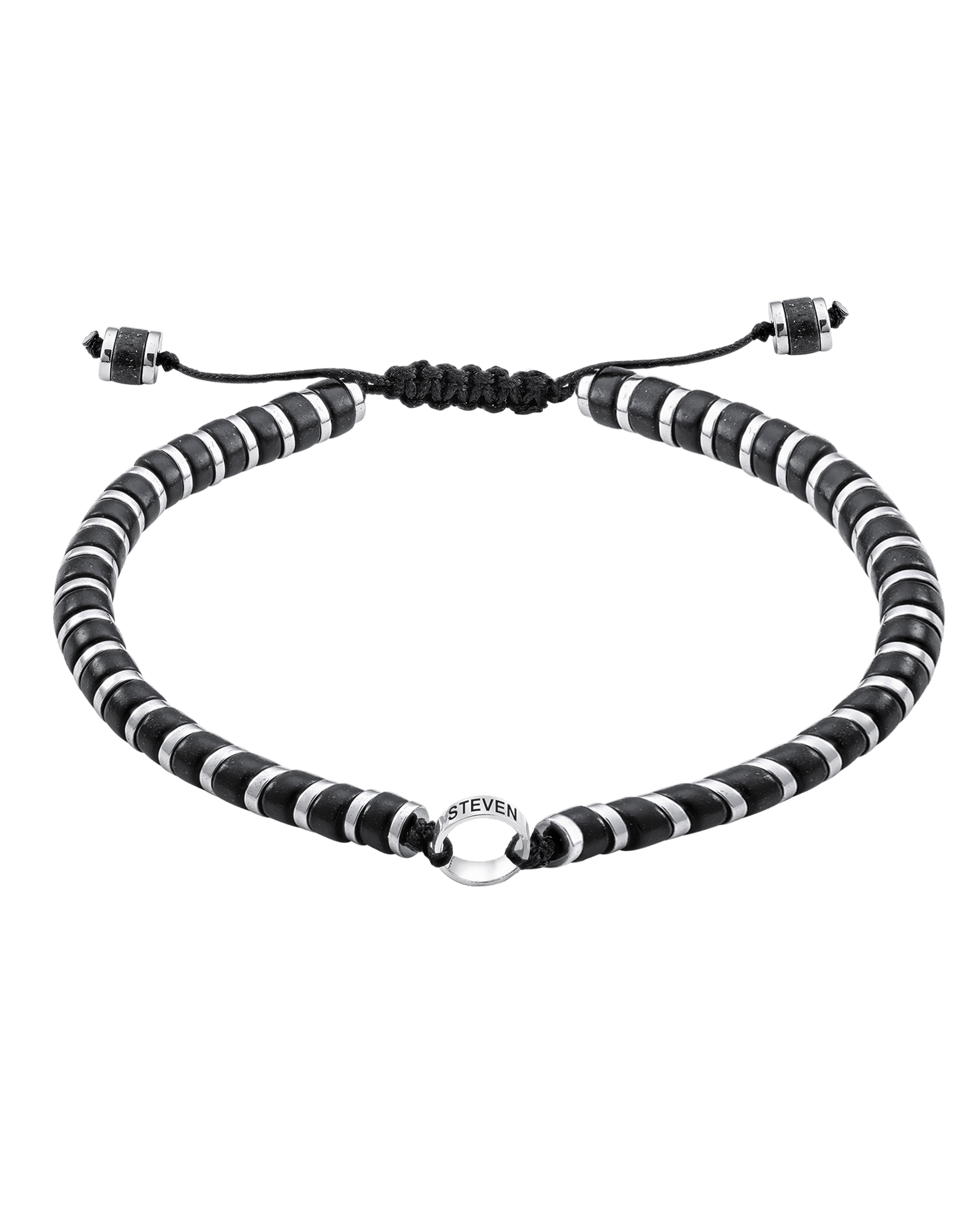 Bracelet Onyx Naturel & Bagues Personnalisables - Or Blanc 14 carats Bracelets magal-dev 1 Lien 