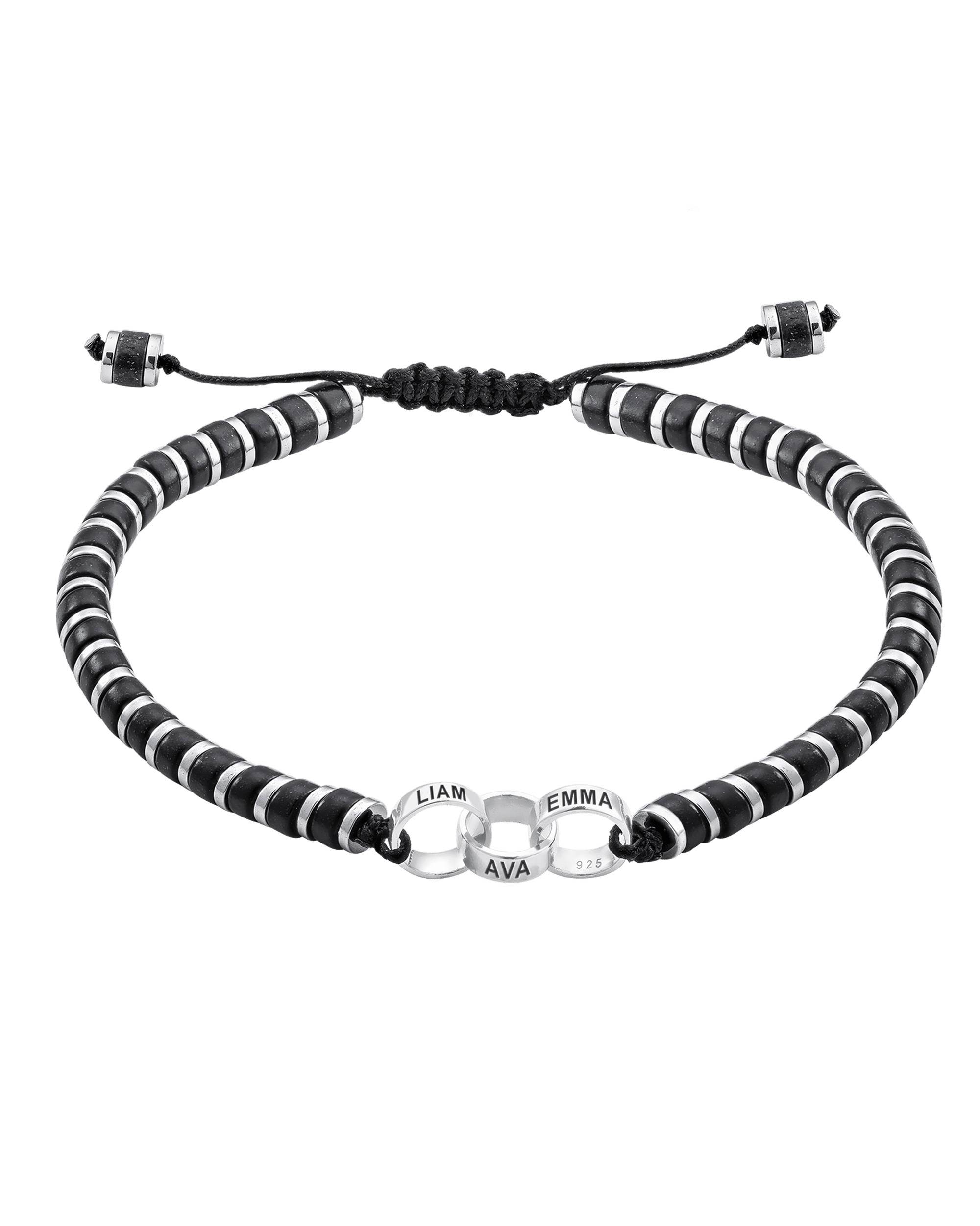 Bracelet Onyx Naturel & Bagues Personnalisables - Or Blanc 14 carats Bracelets magal-dev 3 Lien(s) 