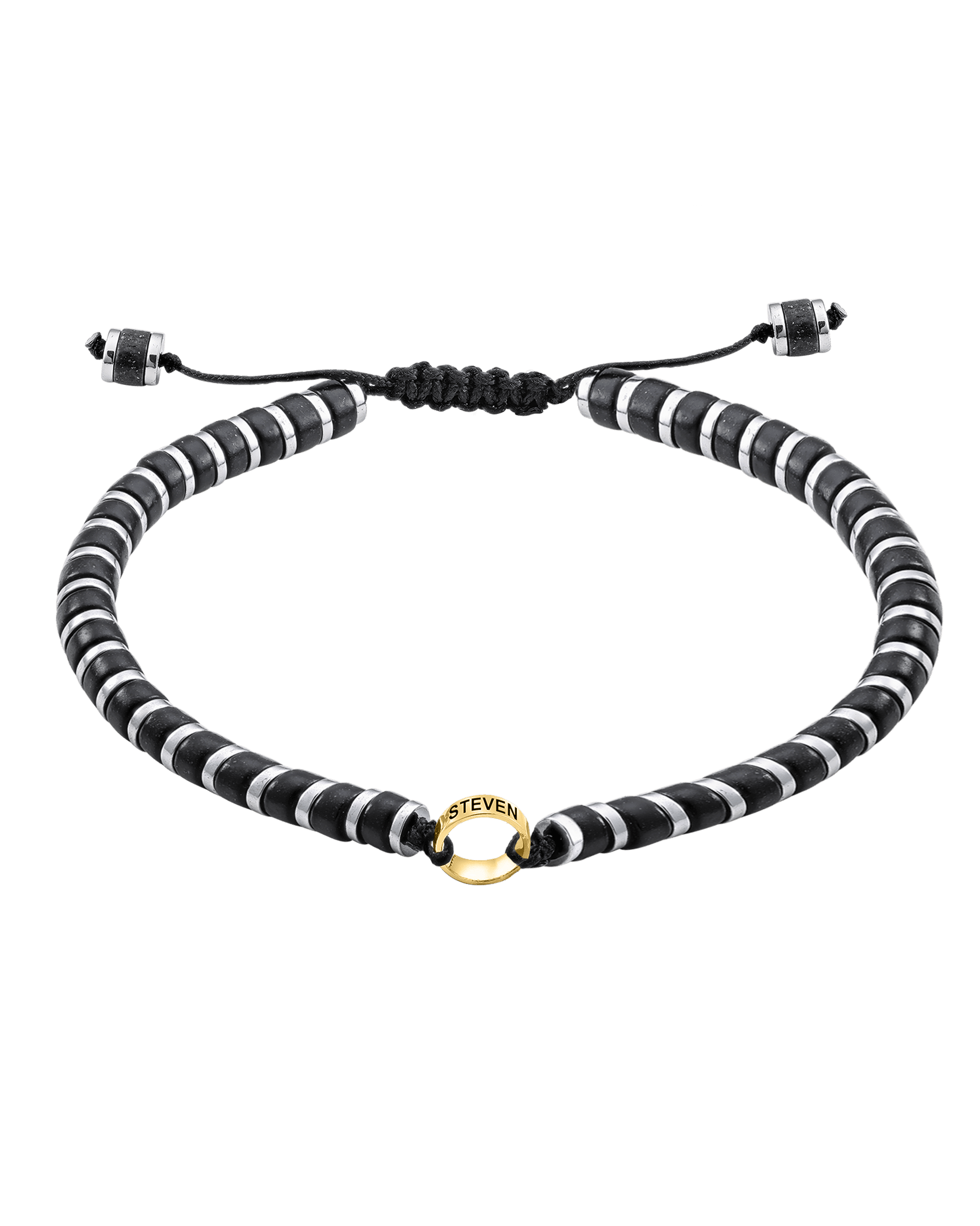 Bracelet Onyx Naturel & Bagues Personnalisables - Or Jaune 14 carats Bracelets magal-dev 1 Lien 