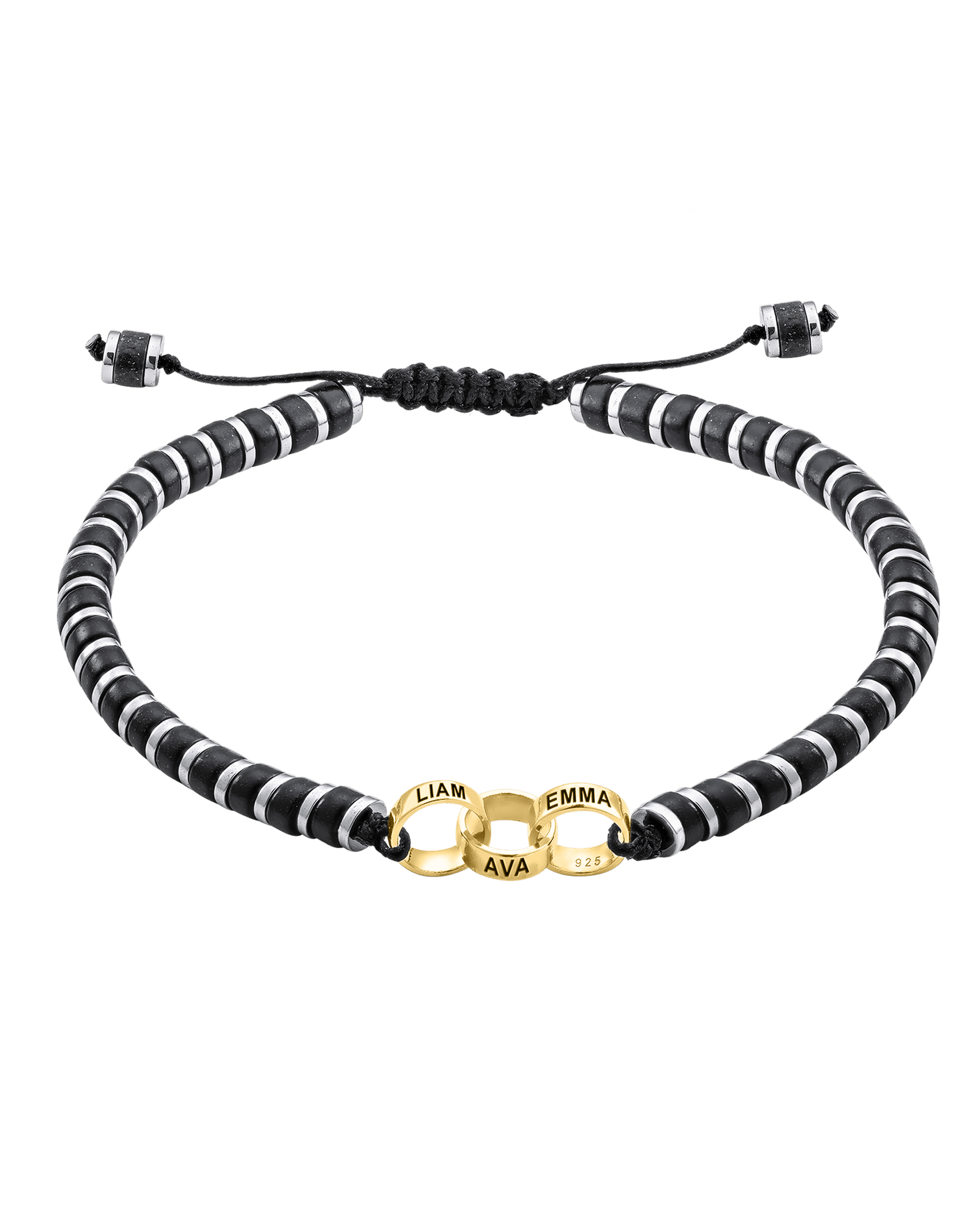 Bracelet Onyx Naturel & Bagues Personnalisables - Or Jaune 14 carats Bracelets magal-dev 3 Lien(s) 